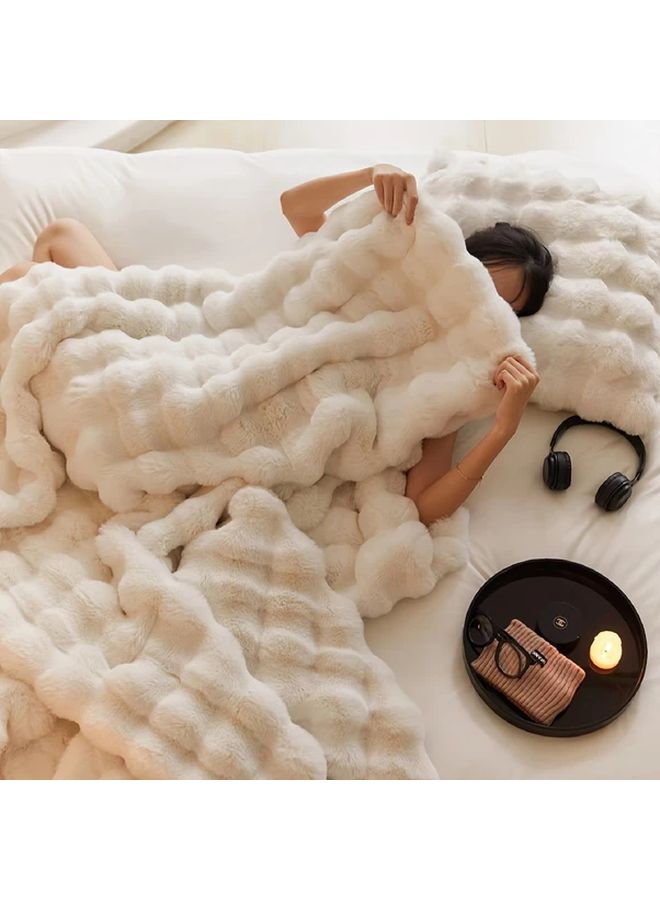 Light Camel Plush Double Layer All Season Blanket 51 18x62 99 Inches Machine Washable Soft Comforter For Bed Couch Travel Gift - Image 5